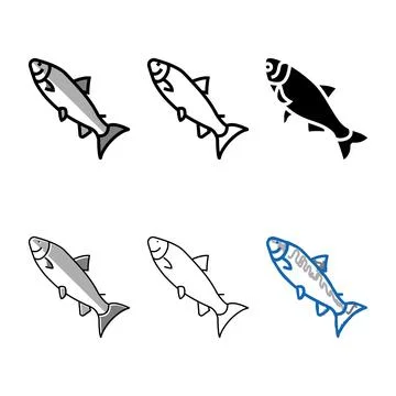 Atlantic salmon color icon multipack vector Stock Illustration
