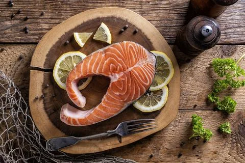 Atlantic Salmon Steak Stock Photos