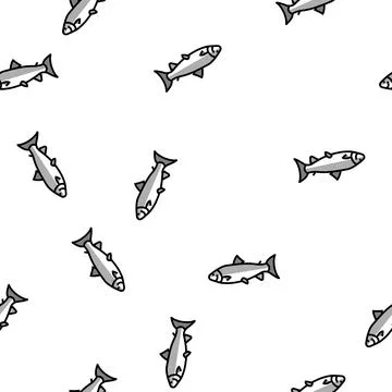 Atlantic salmon vector seamless pattern Stock Illustration