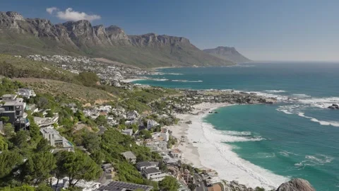 Atlantic Seaboard view from Bantry Bay with Clifton, Camps Bay, 12 Apostles Stock Footage 324634120