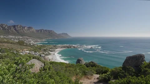 Atlantic Seaboard view from Bantry Bay with Clifton, Camps Bay, 12 Apostles Stock Footage 324634757