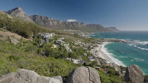Atlantic Seaboard view from Bantry Bay with Clifton, Camps Bay, 12 Apostles Stock Footage 324635602