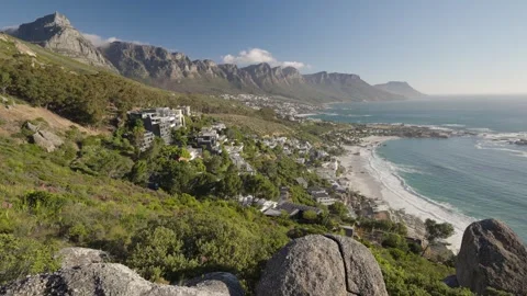 Atlantic Seaboard view from Bantry Bay with Clifton, Camps Bay, 12 Apostles Stock Footage 324635891
