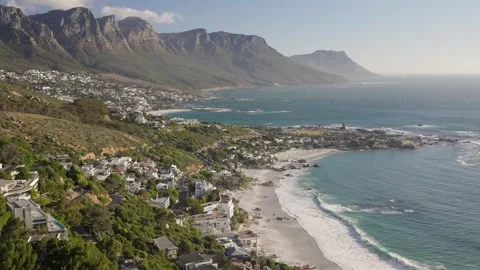 Atlantic Seaboard view from Bantry Bay with Clifton, Camps Bay, 12 Apostles Stock Footage 324636440