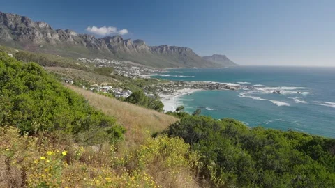 Atlantic Seaboard view from Bantry Bay with Clifton, Camps Bay, 12 Apostles Stock Footage 324636672