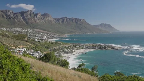 Atlantic Seaboard view from Bantry Bay with Clifton, Camps Bay, 12 Apostles Stock Footage 324638031
