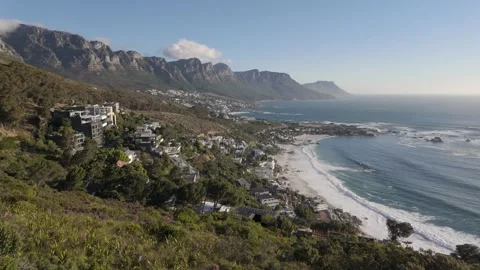 Atlantic Seaboard view from Bantry Bay with Clifton, Camps Bay, 12 Apostles Stock Footage 324638887