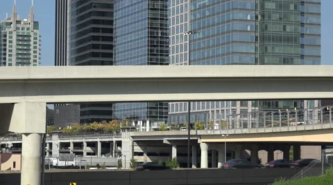 Atlantic station center, traffic on interstate 85 and 75, atlanta, usa Stock Footage 44059517