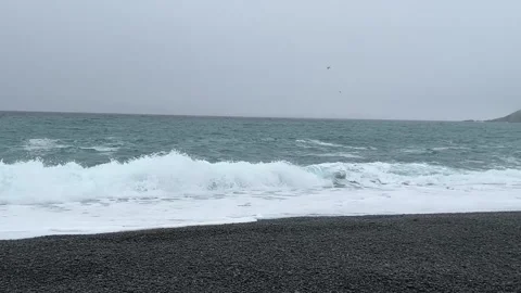 Atlantic waves crashing to shoreline at Saint Vincent's Beach Newfoundland 動画素材 343188980