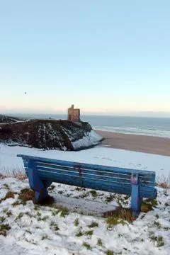 Atlantic winter bench views Stock Photos
