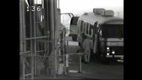 Atlantis crew members exiting NASA's Astrovan for Space Shuttle STS-115 Launch Stock Footage 283460637