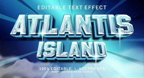 Atlantis island 3d vector text effect with modern style design Stock Illustration