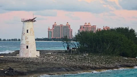 Atlantis Resort hotel complex on Paradise Island in the Bahamas Stock-Footage 341570213
