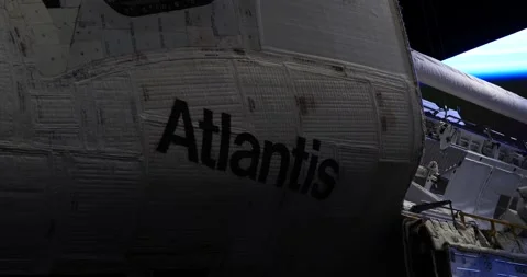 Atlantis space shuttle Exploring the Universe at Nasa Kennedy Center Stock Footage 242051169