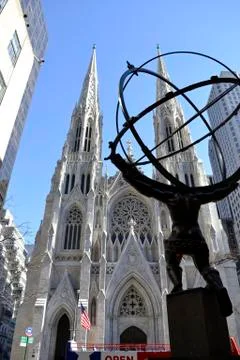 Atlas and St. Patrick from the left Stock Photos