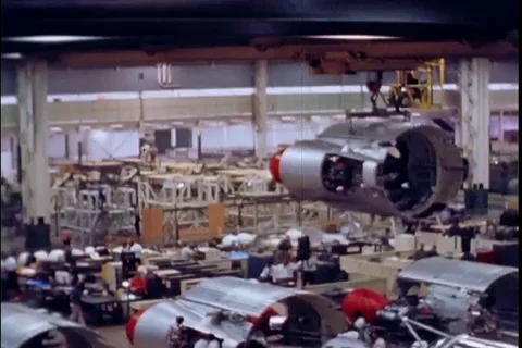 Atlas E assembly line at Convair Astronautics - 1961 Stock Footage 101162948