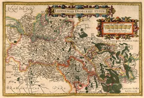 Atlas, Landkarte aus dem Jahre 1623, Belgien, digital restaurierte Reprodu... Stock Photos
