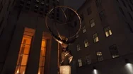 Atlas Statue At Rockefeller Center, New York. Empty City During Corona Stock Footage