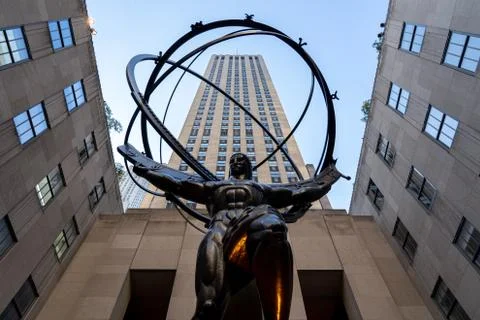 Atlas Statue in Rockefeller Center, NYC Stock Photos