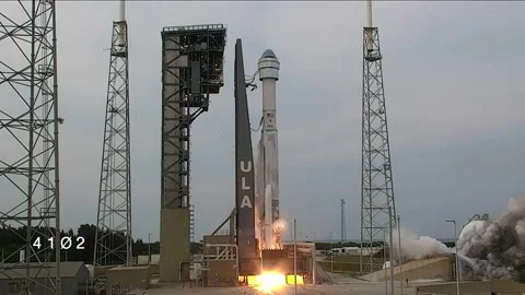 Atlas V Rocket with CST-100 Starliner spacecraft launching from Cape Canaveral Stock Footage 272753397