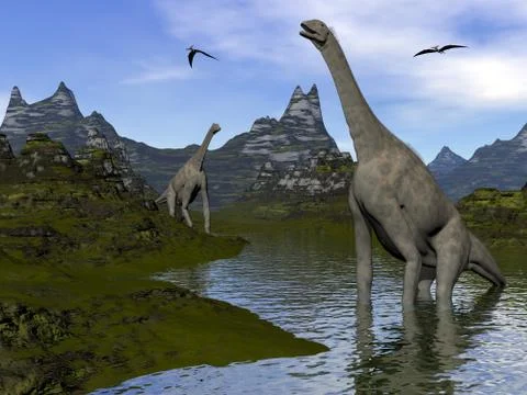 Atlasaurus dinosaurs - 3D render Stock Illustration