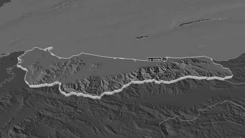 Atlntida, Honduras. Bilevel elevation map with surface waters Stock Illustration