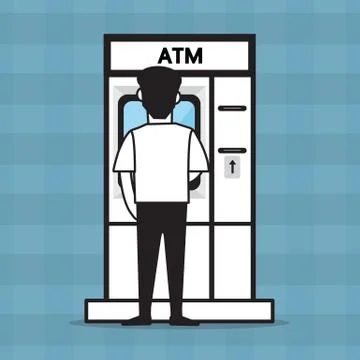 ATM and a man , vector design for business. Stock Illustration