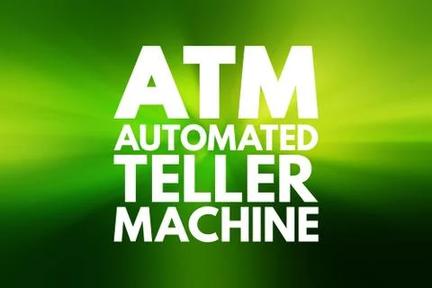 ATM - Automated Teller Machine acronym, concept background Stock Illustration