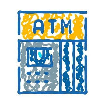 Atm automated teller machine hand drawn doodle icon Stock Illustration