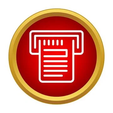 Atm automated teller machine icon dispensing receipt Stock Illustration