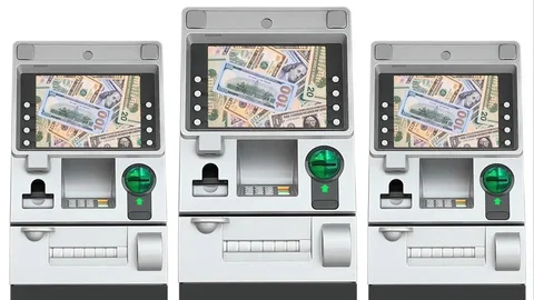 ATM (Automatic Teller Machine) and Dollar Money Decrease On Screen Display 库存影片 71655315