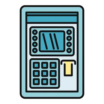 Atm automatic teller machine banking cash withdrawal icon Stock Illustration