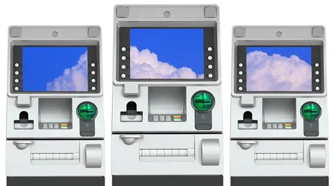 ATM (Automatic Teller Machine) Beautiful Sky On Screen Display Stock Footage 49650420