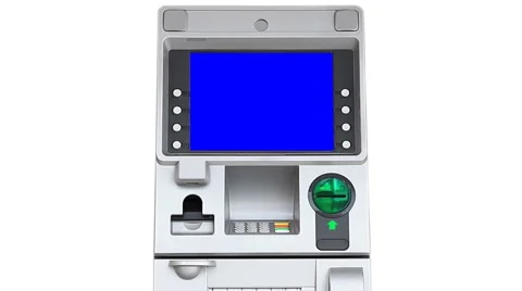 ATM (Automatic Teller Machine) Blue Screen Display (zoom in) Stock Footage 49646305