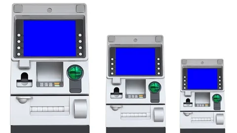 ATM (Automatic Teller Machine) Blue Screen Display (loop) Stock Footage 71607481