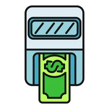 Atm automatic teller machine dispensing cash money Stock Illustration