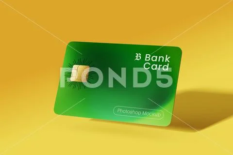 Atm bank card mockup floating view PSD Template