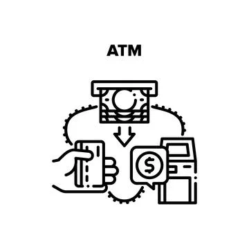 Atm Bank Machine Vector Black Illustration Illustrazione stock
