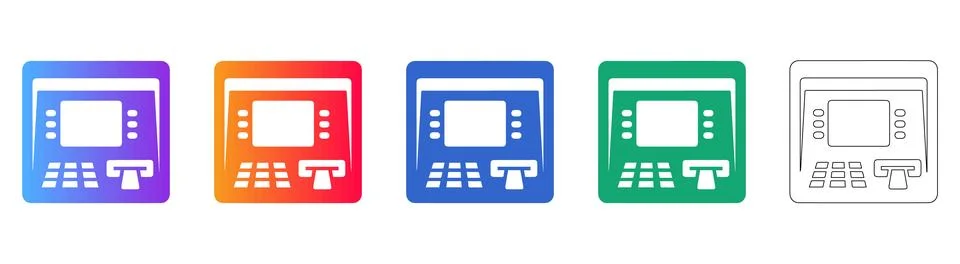 ATM Banking Interface Icons Stock Illustration