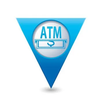 Atm BLUE triangular map pointer Illustrazione stock