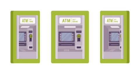 ATM built in a green wall Stock Illustration