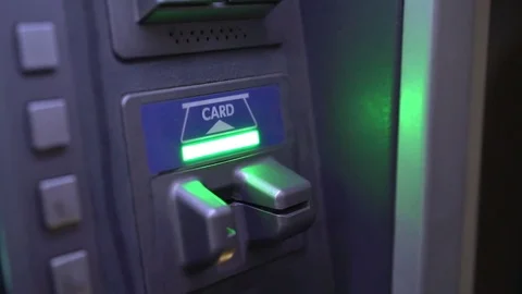 ATM card insertion slot blinking green light 4k Stock Footage 78578129
