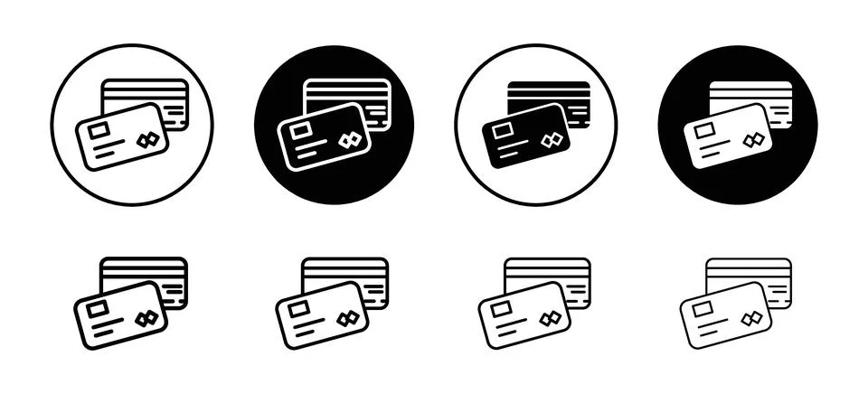 ATM card vector icon set collection. ATM card Outline flat Icon. Illustrazione stock