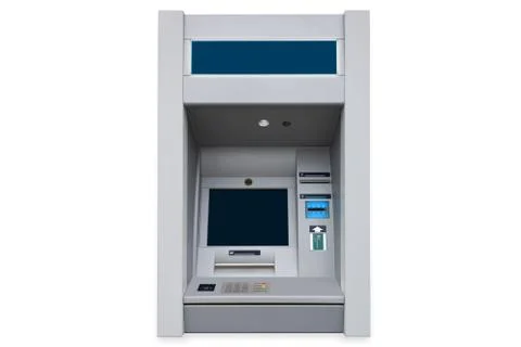 ATM cash machine with empty screen and contactless payment card support isola Stock Photos