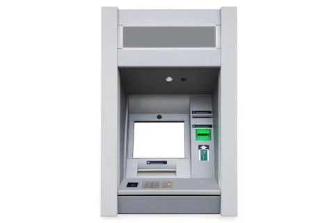 ATM cash machine with empty screen and contactless payment card support isola Stock Photos