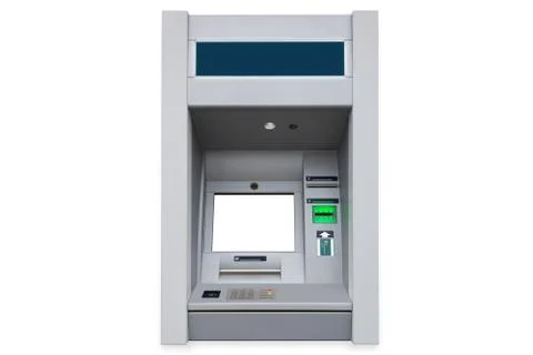 ATM cash machine with empty screen and contactless payment card support isola Stock Photos