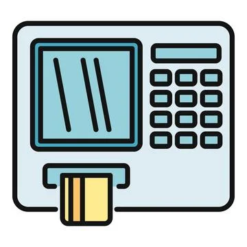 Atm cash machine inserting credit card for transaction Stock Illustration
