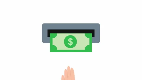 ATM Cash Withdrawal Animation Loop Stock Footage 335103842