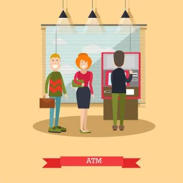 ATM concept vector illustration in flat style Stock Illustration