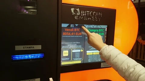 Atm for cryptocurrencies in a mall 스톡 동영상 119197449